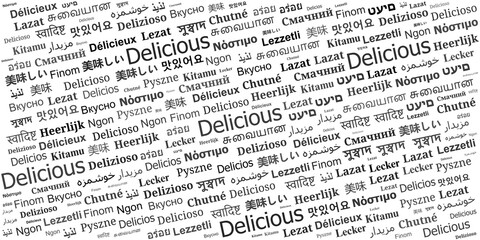 Fototapeta premium Delicious Word Cloud Pattern in Multiple Languages