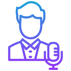 podcast host line gradient icon