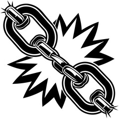 Chain Links Breaking Freedom vector silhouette Illustration