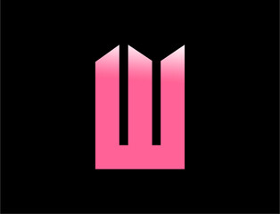 Pink abstract geometric letter w