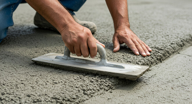 Construction Worker Smoothing Concrete