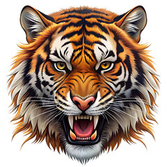 Tiger head  on white background