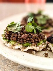 Healthy Lentil and Avocado Toast with Fresh Cilantro