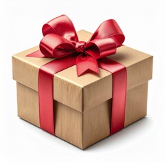 Obraz premium Brown Gift Box with Red Ribbon and Bow