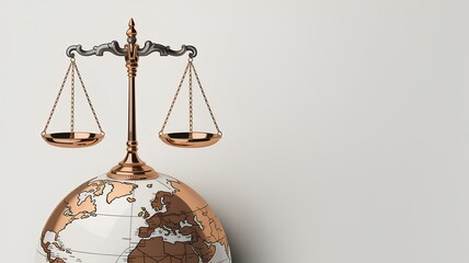 World Day for International Justice depicted by scales resting atop a globe