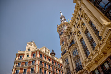 Fototapeta premium Madrid, Spain - May 31, 2025: Views of typical architecture in the Centro district of Madrid in Spain 