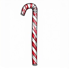 Red and White Striped Candy Cane Illustration