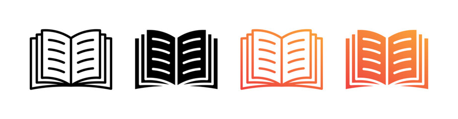 Book Multiple Style Icon Set Vector 