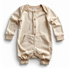Naklejka premium Beige Baby Onesie with Pockets and Buttons