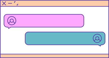 Retro Aesthetic UI Frame Chat Box Windows Dekstop Design Element Vector