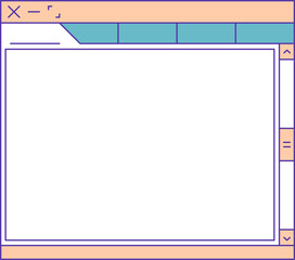 Retro Aesthetic UI Frame Tabs Navigation Windows Dekstop Design Element Vector