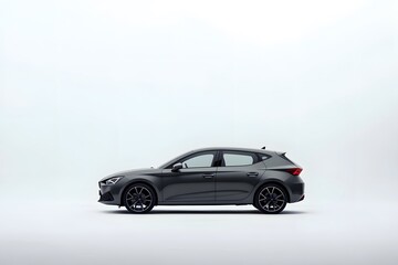 Sleek gray seat leon hatchback car in a minimalist studio environment
