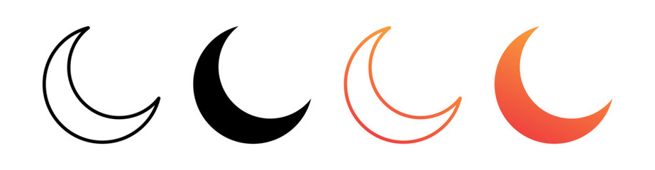 Moon Multiple Style Icon Set Vector 