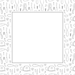 construction frame. doodle construction tool square frame. hand drawn construction frame background. construction tool background