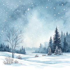 Fototapeta premium Winter Wonderland Scene, Nature, Snowy Landscape, Happy Holiday Clipart, Tranquil Environment, Peaceful Viewpoint
