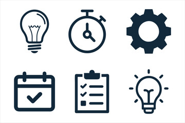 Productivity and Tools Icon Set – Flat Minimal Design