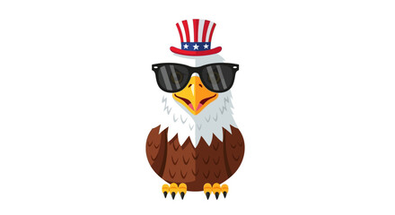 Patriotic Bald Eagle Cartoon - Isolated Character