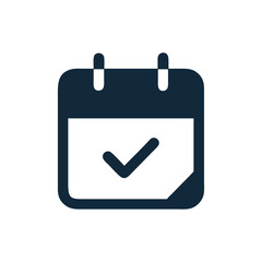 Calendar with a checkmark icon Black and write