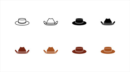 cowboy hat icon set. cowboy hat isolated on white background. Vector illustration. cowboy hat illustration. hand drawn cowboy hat.