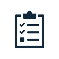 Clipboard with a checklist icon, Black and write
