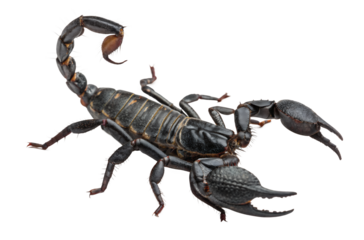 scorpion with claws and segmented tail on transparent background PNG