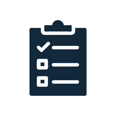 Clipboard with Checklist Icon – Black and White Design
