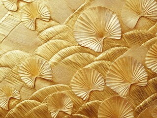 A golden background with a textured pattern of woven paper, resembling traditional Japanese gold leaf.