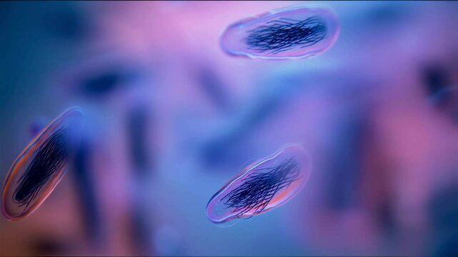 Microscopic View of Trypanosomes Parasites in Motion