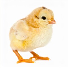 Obraz premium Fluffy Yellow Baby Chick on White Background