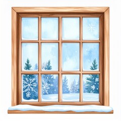 Naklejka premium Winter Wonderland View Through a Snowy Window