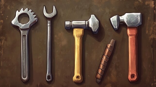 Assorted tools on a textured surface