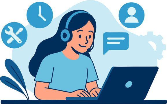 Animated tech support agent working diligently