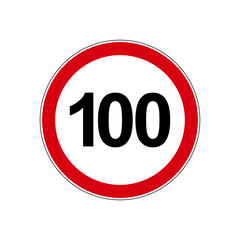 Speed limit round road traffic icon sign one hundred 