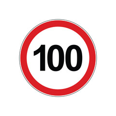 Speed limit round road traffic icon sign one hundred 