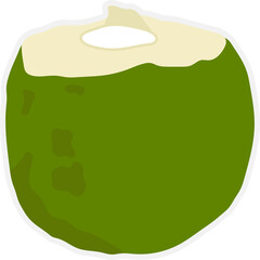 Fresh young coconut fruit with opened one for food and drink promotion.