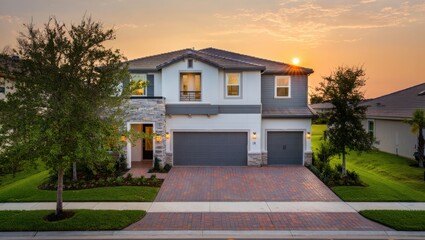 Luxury two story home sunset suburban dream home