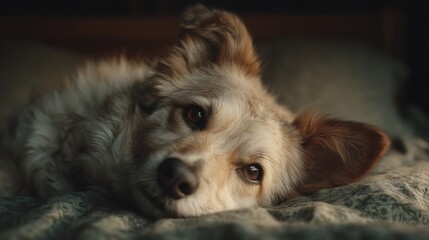 Dog rests peacefully indoors