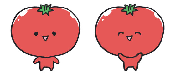 かわいいトマトのキャラクターセット