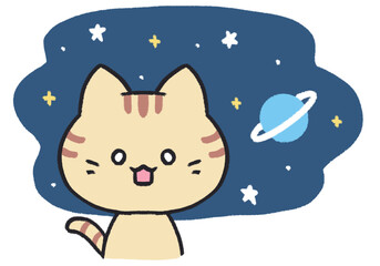 かわいい宇宙猫のイラスト