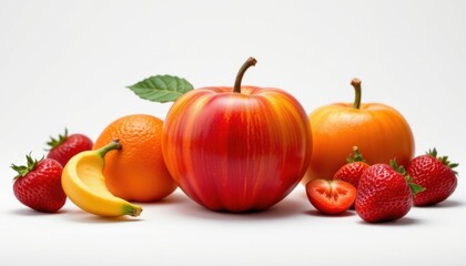 a highly detailed, hyper realistic fresh unique fruit or vegetable species 155, isolated at the center of the frame on pure white background, floating display, no shadows