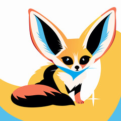 Fototapeta premium Cute Fennec Fox Illustration, Cartoon Animal Design