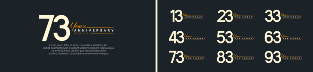 set of anniversary logo style with handwriting. vector design white color for celebration