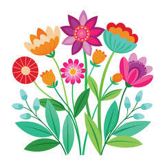 Vibrant colorful floral bouquet illustration