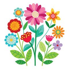 Obraz premium Vibrant colorful flower bouquet illustration
