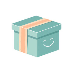 Pastel Delivery Box Icon – Flat Minimal Package Design with Tape Strip