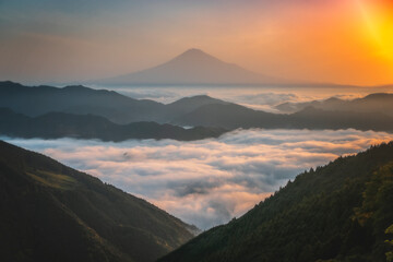 above the clouds with mt.fuji