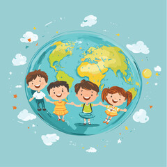 Children with virtual environmental friendly world