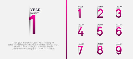 set of anniversary logo style. vector design purple color for celebration