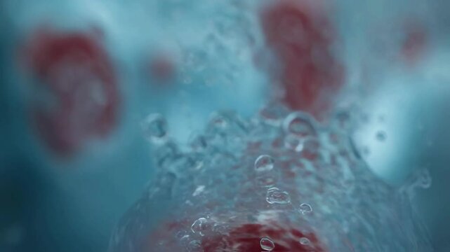 Abstract Close-Up of Red Objects in Turbulent Water