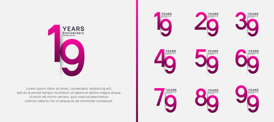 set of anniversary logo style. vector design purple color for celebration